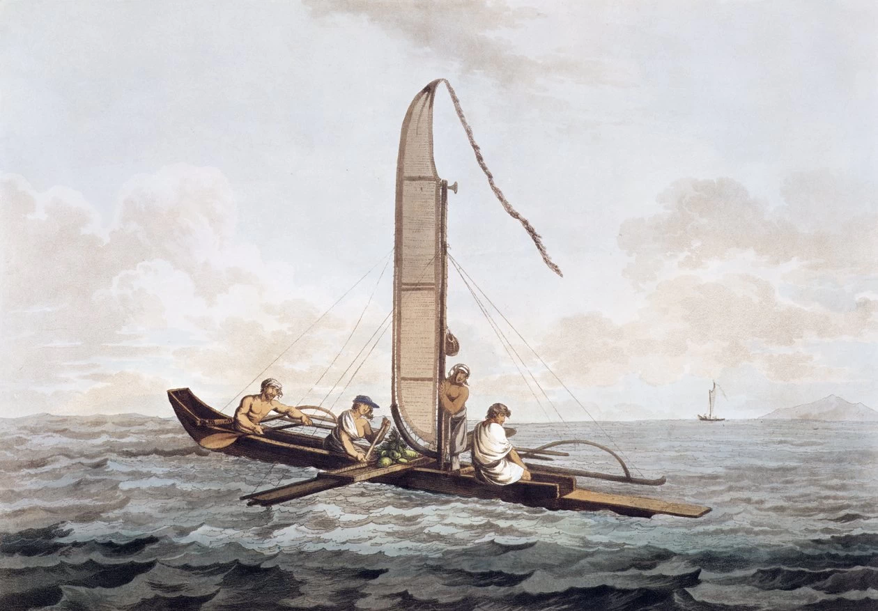 Una canoa a vela di Otaheite